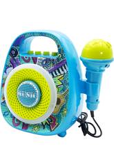 Karaoke Portátil Azul com Coluna e Microfone