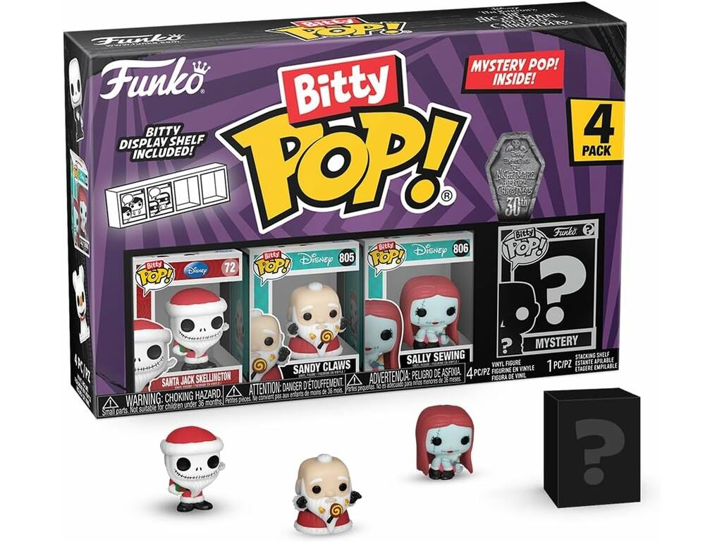 Funko Pop Bitty Pesadilla Antes de Navidad Pack 4 Mini Figuras con Santa Jack Skellington