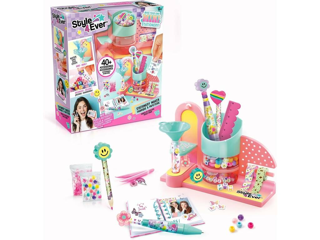 Style4Ever Mini Fábrica de Papelería Bolígrafos y Cuaderno