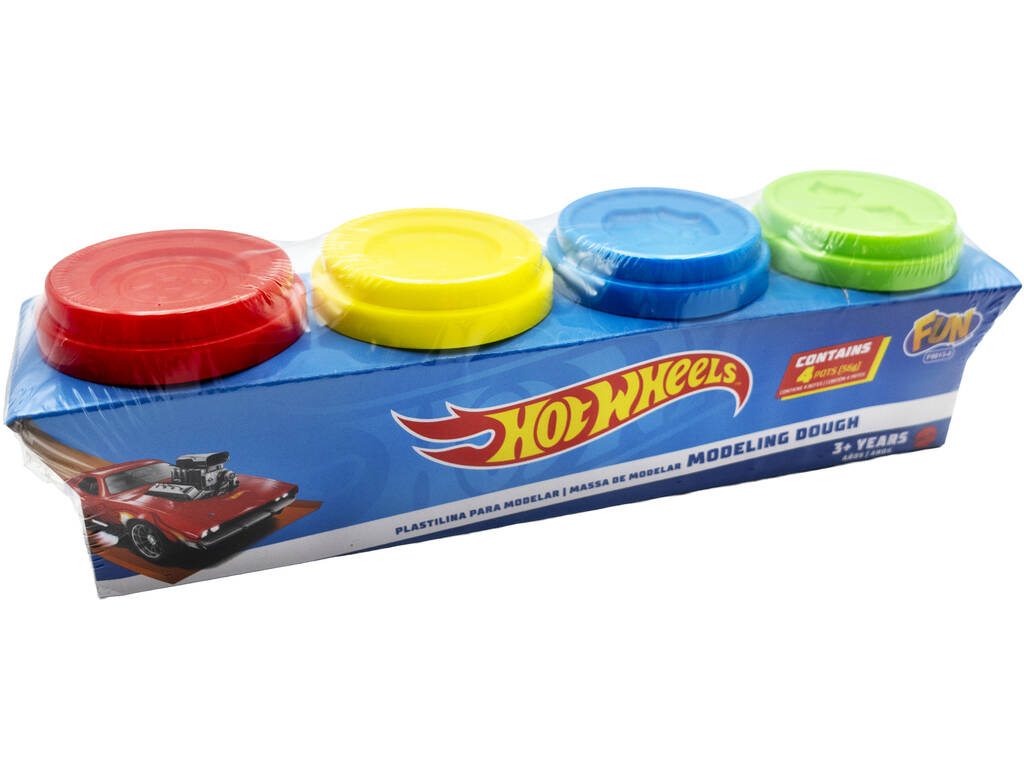 Hot Wheels Pâte à modeler, lot de 4 pots