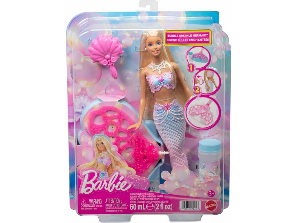 Barbie Muñeca Sirena Burbujas Resplandecientes