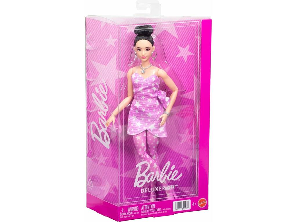 Barbie Deluxe Style Poupée avec robe rose à étoiles