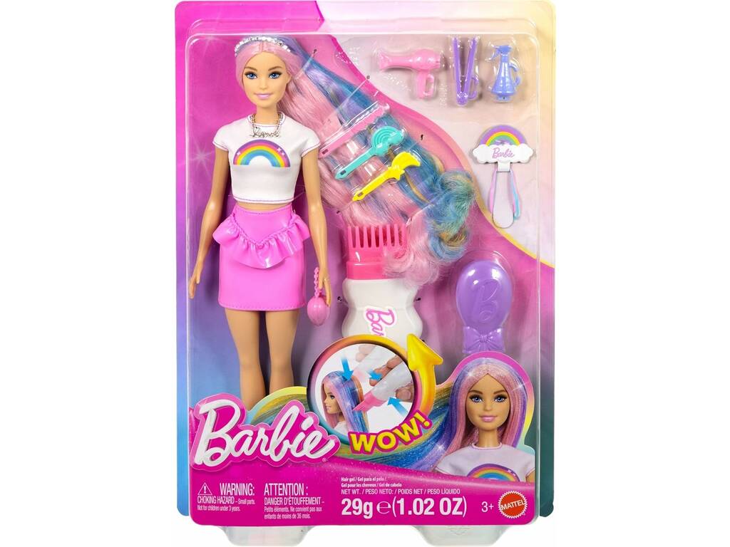 Barbie Cheveux Arc-en-ciel Magique avec accessoires