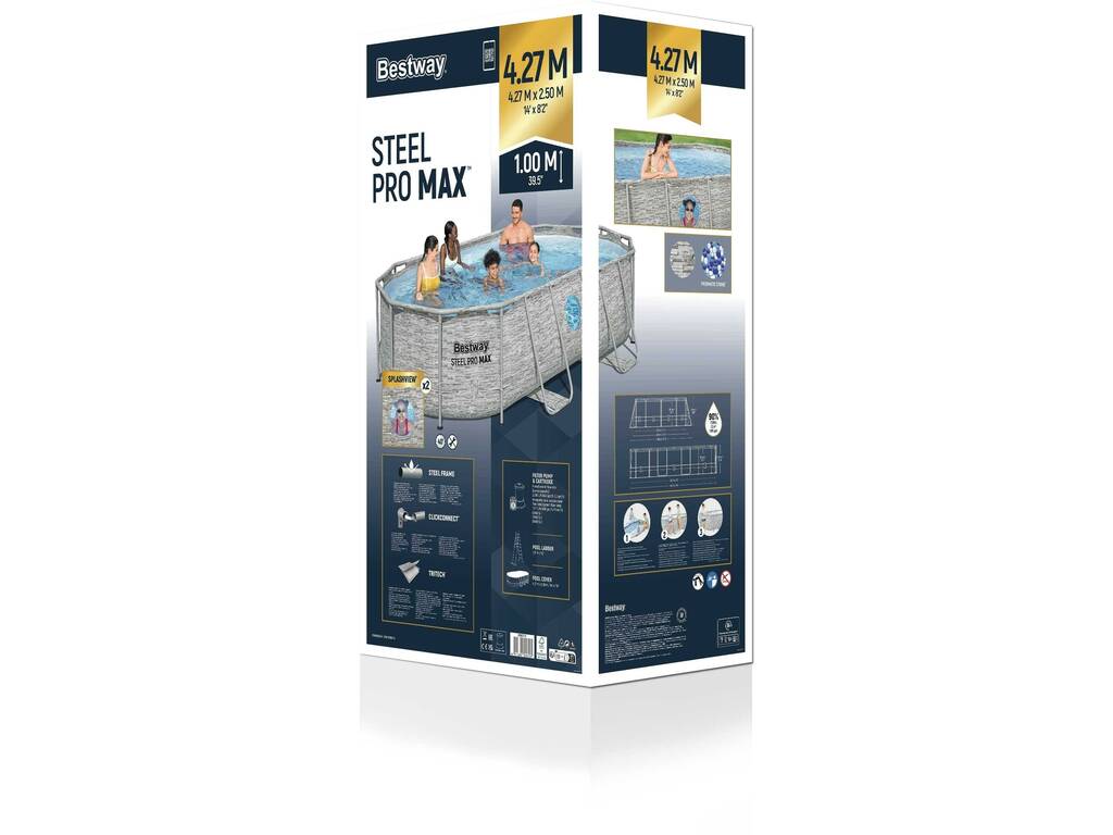 Piscina Desmontável Oval Steel Pro Max Splashview 427x250x100 cm. Bestway 56714
