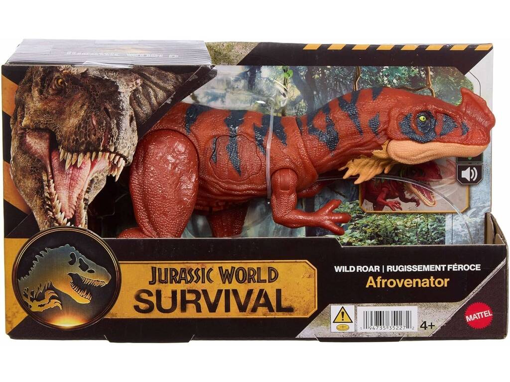 Jurassic World Survival Figura Afrovenator Rugido Salvaje de 30 cm con Luz