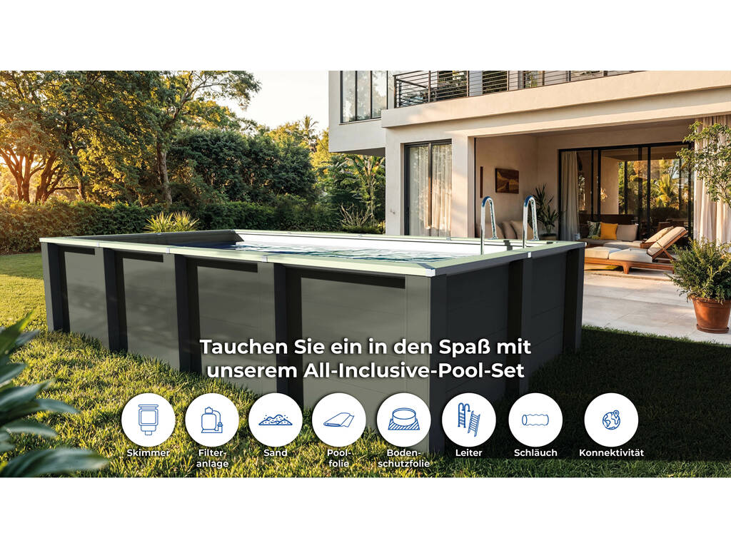 Piscina rettangolare in composito 595 x 315 x 126 cm Gre KPCOR60LT