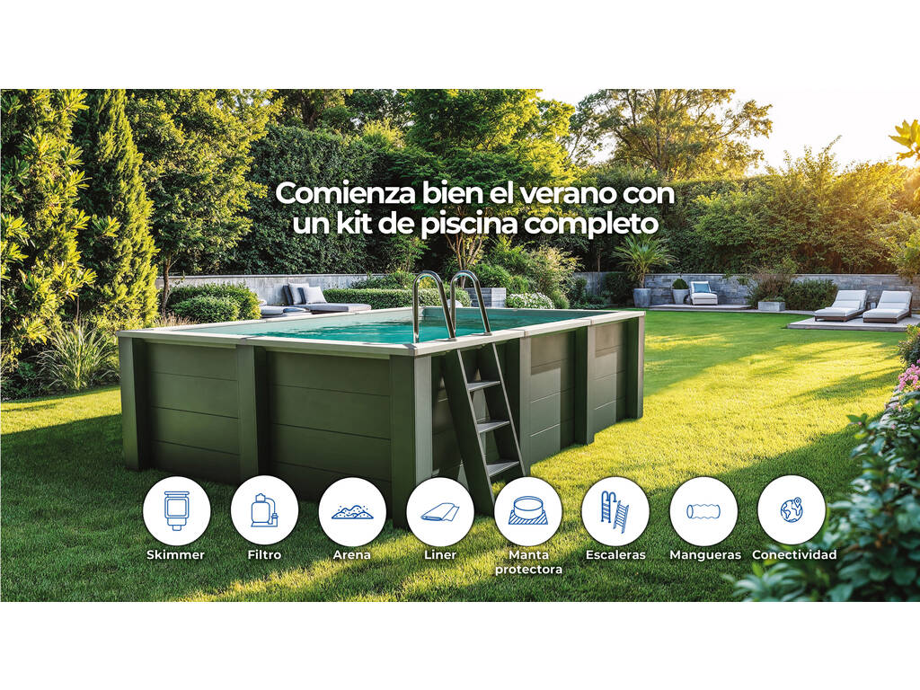 Piscina rettangolare in composito 315 x 175 x 96 cm Gre KPCOR2814T