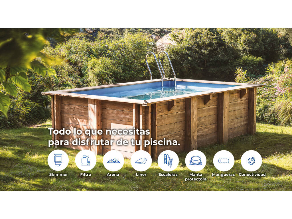 Piscina rettangolare in legno Papaya 520 x 320 x 133 cm Gre WPPAPA