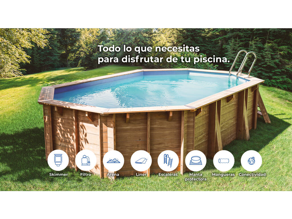 Piscina ovale in legno Bambu 2 di 535 x 335 x 136 cm Gre WPBAMB2