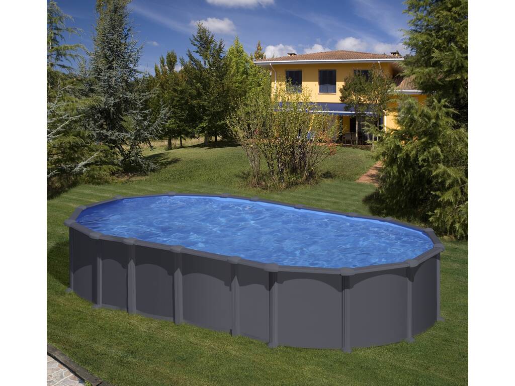 Piscine ovale aspect anthracite 730 x 375 x 132 cm Gre KITPROV7388GY