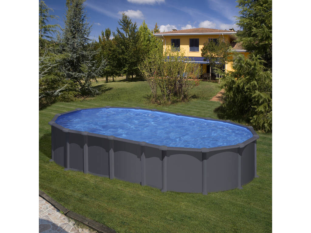 Piscine ovale aspect anthracite 610 x 375 x 132 cm Gre KITPROV6188GY