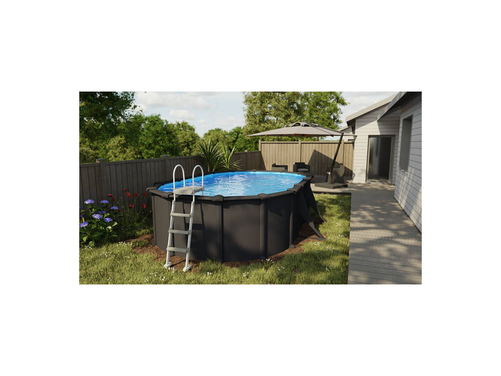 Piscine ovale aspect anthracite 500 x 300 x 132 cm Gre KITPROV508GY