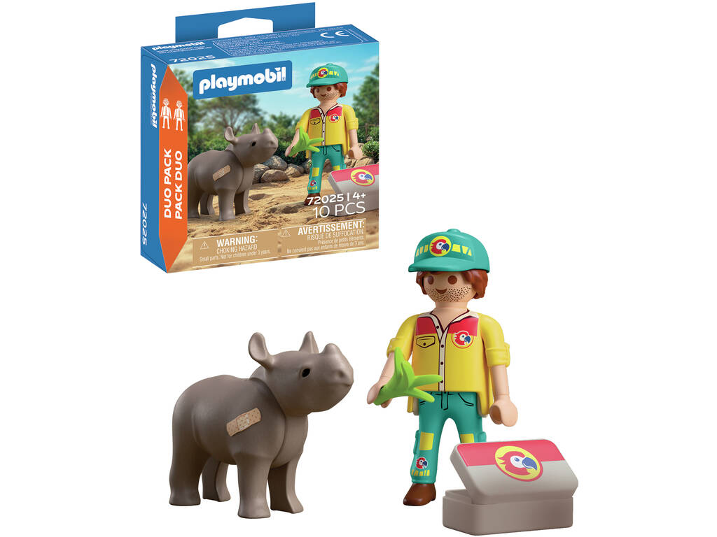 Playmobil Duopack Soigneur et rhinocéros