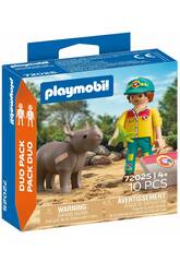 Playmobil Duopack Tierpfleger mit Nashorn