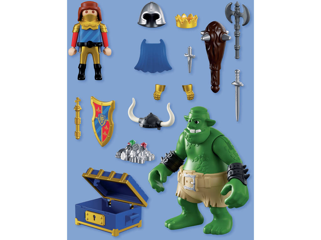 Playmobil Knights Troll con Tesoro de Caballero León