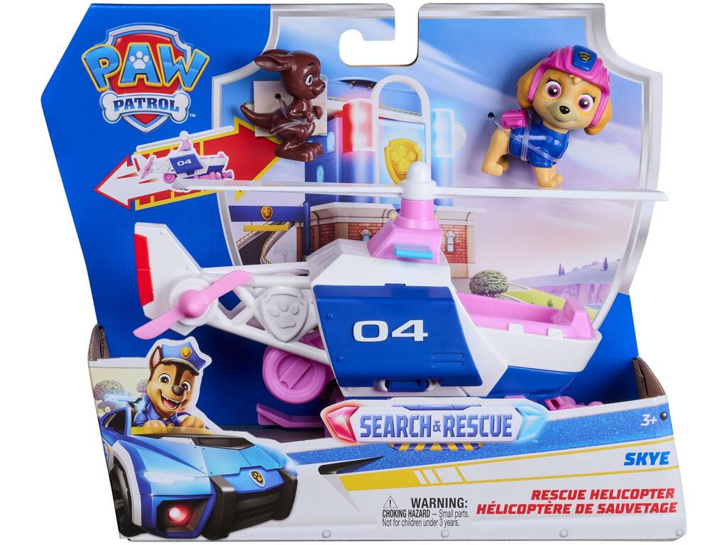 Paw Patrol Search & Rescue Veicolo d'azione con figura di Skye e Canguro