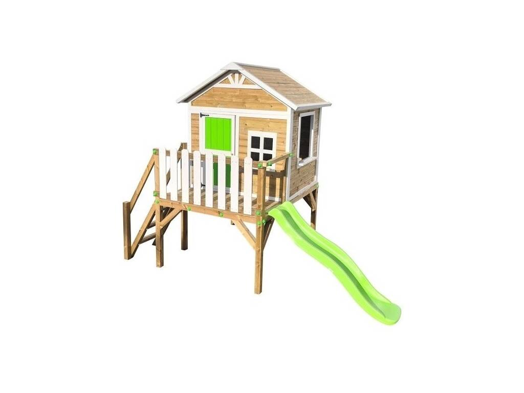 Casinha de Madeira Flam Elevada em Plataforma de 90 cm de 258x315x200 cm Masgames MA809585X