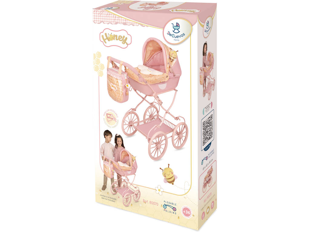 Carro de Muñecas Plegable Honey con Bolso y Peluche