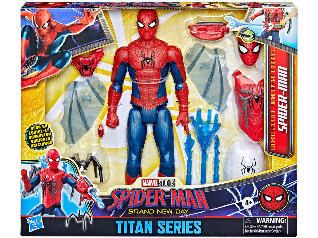 Spiderman Brand New Day Figura Articulada Titan Series Spiderman Equipo Arácnido Supremo de 29 cm
