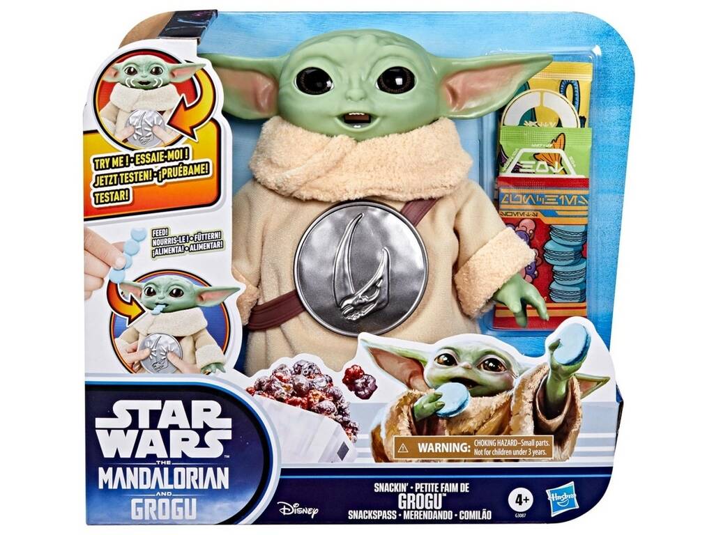 Star Wars The Mandalorian et Grogu Figurine Grogu en train de prendre son goûter, 17 cm