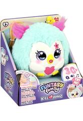 Funtasy Family Kiss Meez Peluche hibou bleu avec sons