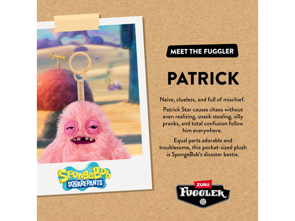 Zuru Fuggler Bob Éponge Porte-clés en peluche Personnage de 12 cm