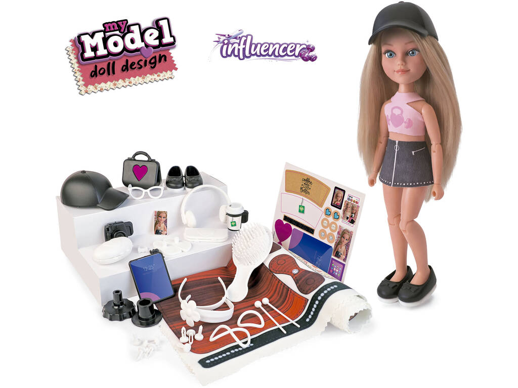 Pack de création My Model Doll Poupée d'influenceuse avec tenues et accessoires