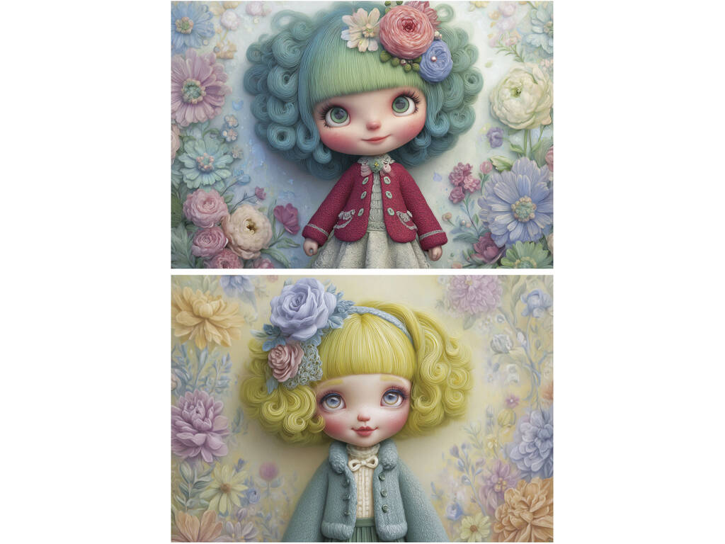 Puzzle 2x100 Filles fleuries
