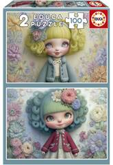 Puzzle 2x100 Chicas Florales
