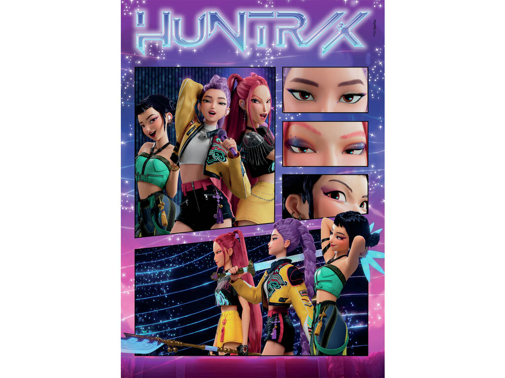 Puzzle 1000 K-Pop Demon Hunters Montaje Huntrix con Póster