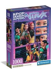 Puzzle 1000 K-Pop Demon Hunters Montagem Huntrix com Póster