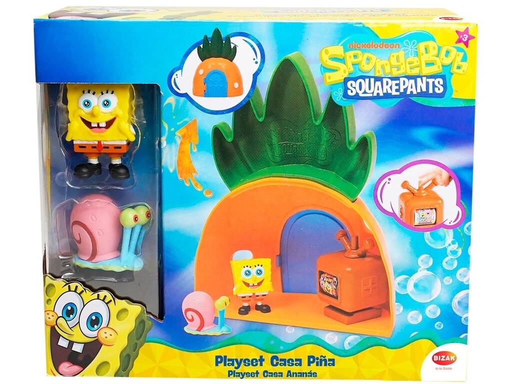 Bob Esponja Playset Casa Piña con 2 Figuras de 4 cm