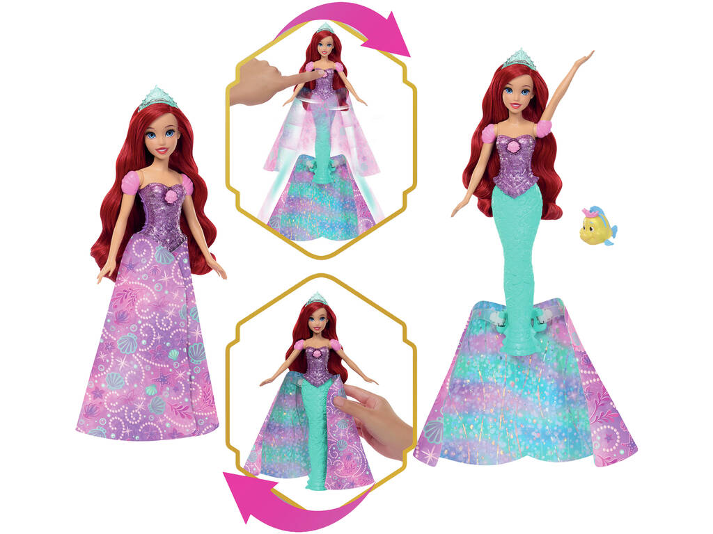 Disney Princess Muñeca Ariel Mágica Sirena 2 en 1 de 30 cm