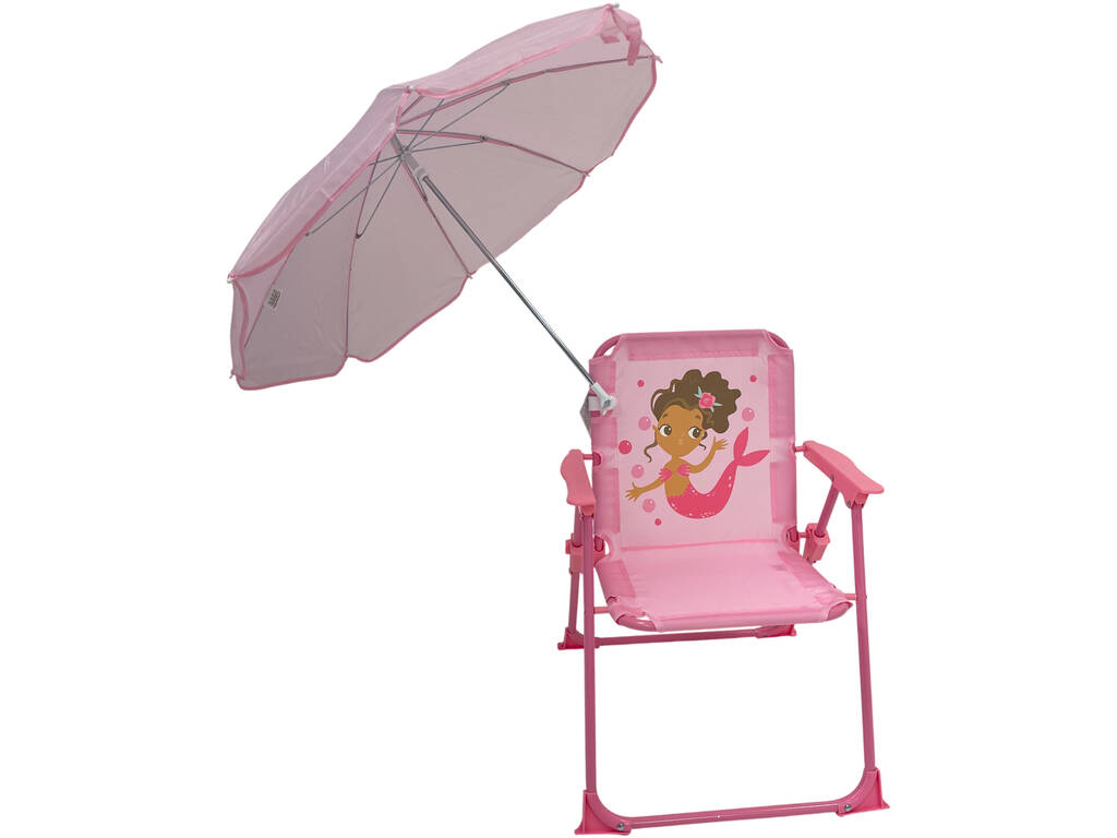 Silla de Jardín y Playa Infantil Plegable Sirena con Sombrilla