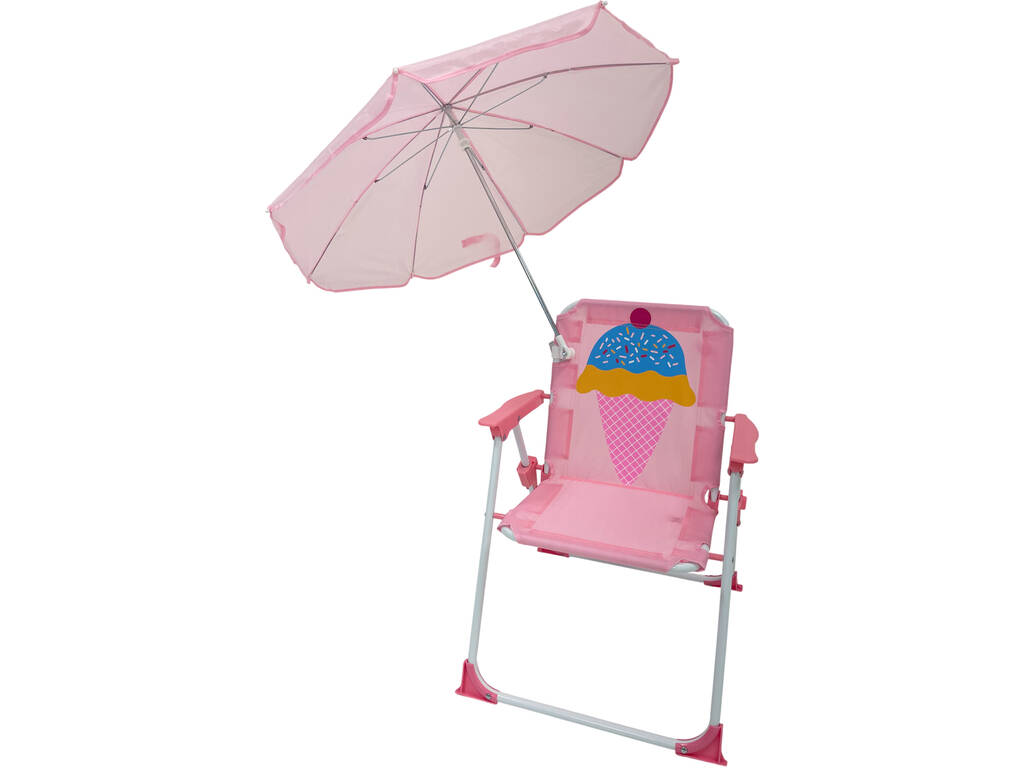 Silla de Jardín y Playa Infantil Plegable Cucurucho Helado con Sombrilla