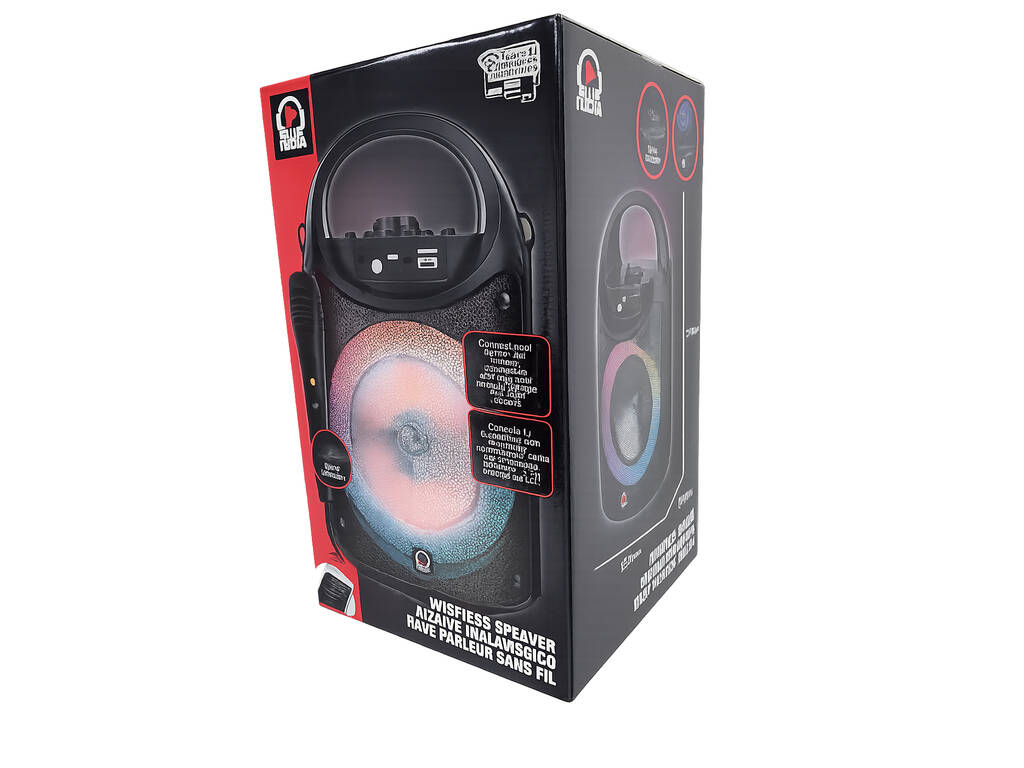 Altavoz Inalámbrico Blue Media de 30,2x19,4x18,9 cm con Efectos de Luz y Micrófono