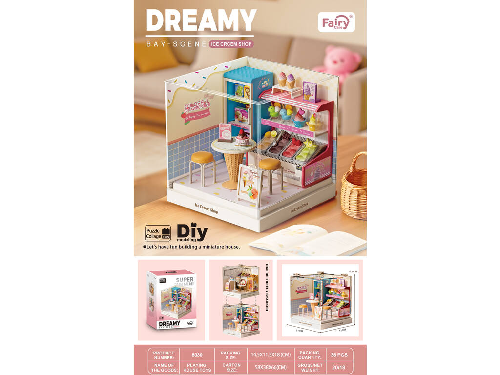 Mini Rooms Dreamy Bay-Scene Playset Heladería de 11,6x11x11 cm con Miniaturas
