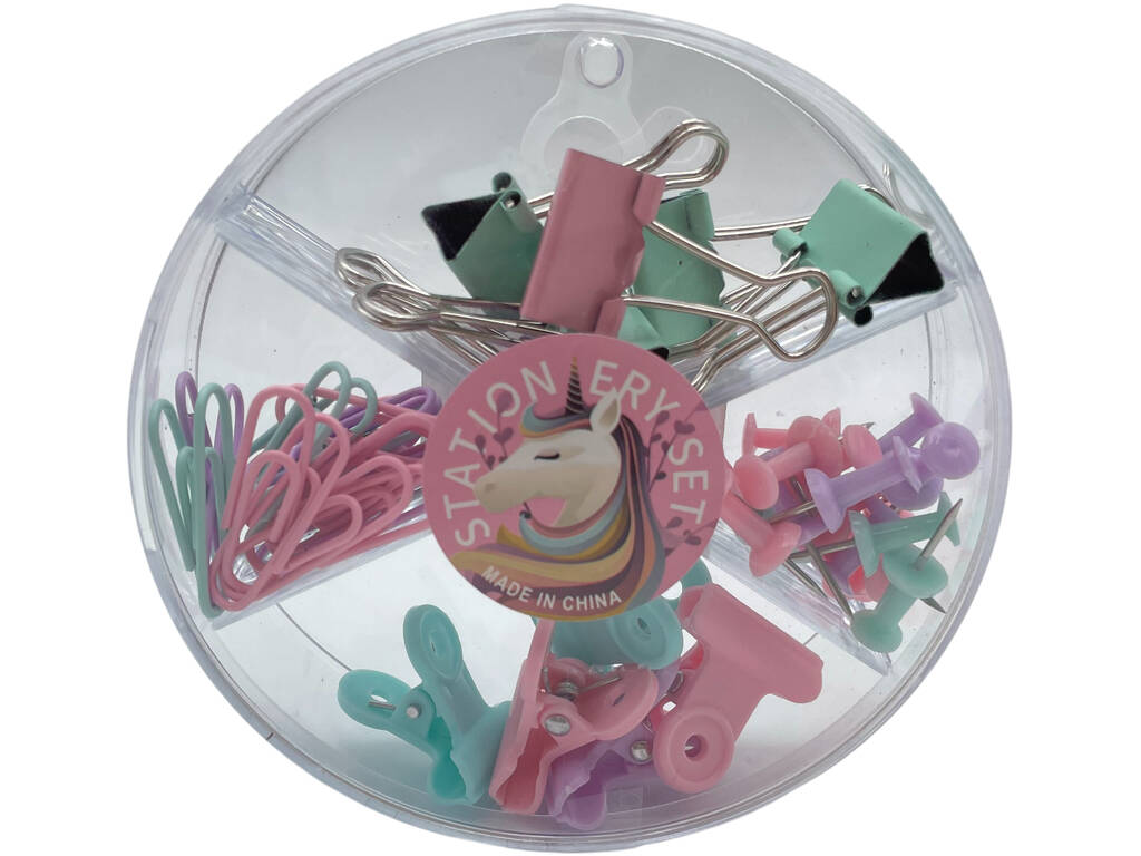 Caja Clips, Pinzas y Chinchetas Color Pastel
