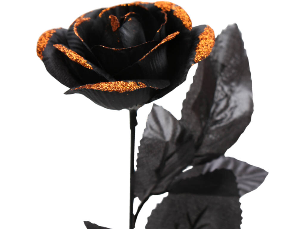 Schwarze Rose mit Orange 41 cm.