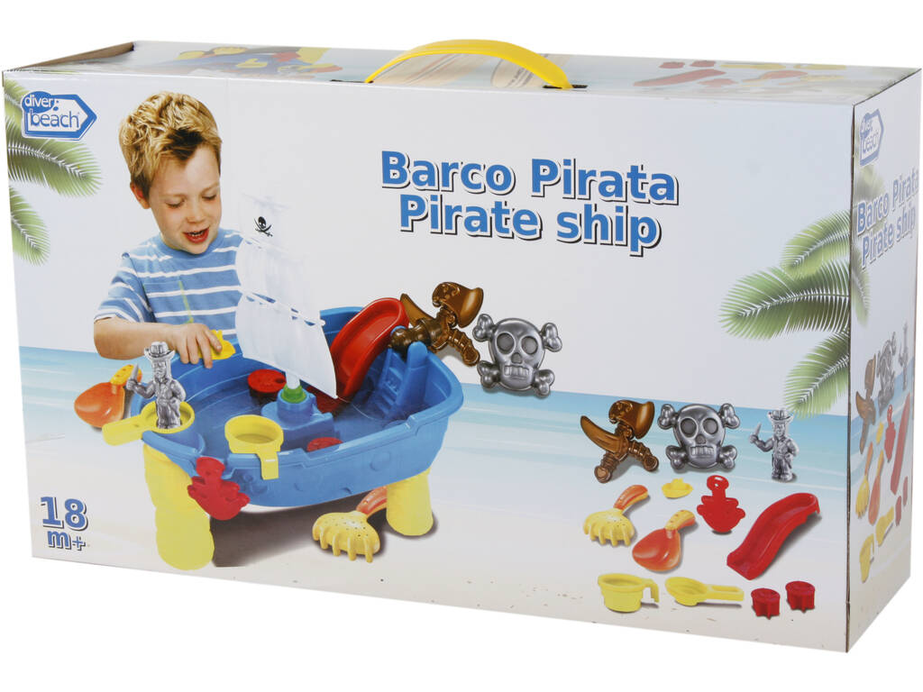 Barco Pirata 53 cm. con Accesorios Playa 12 piezas