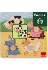 Puzzle Tiere Farbe Farm Diset 53069