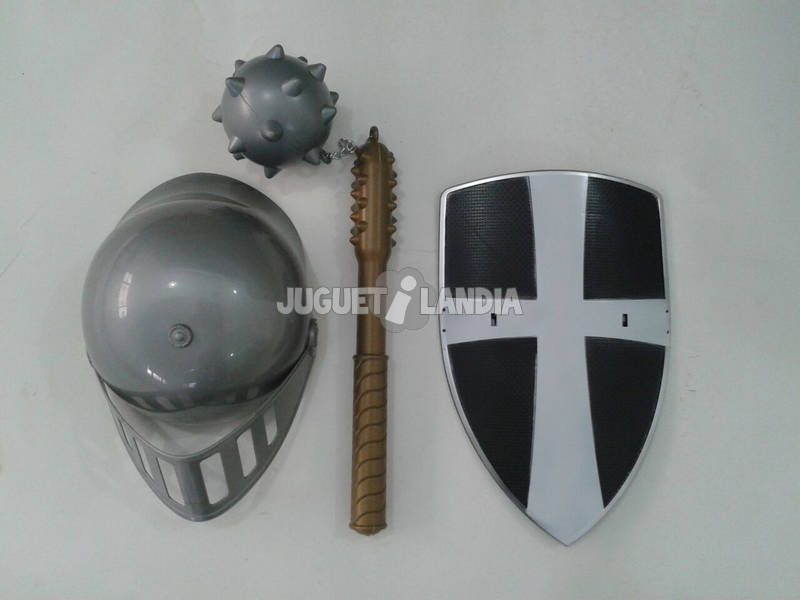 Set Ritter mit Schild, Helm und Streitkolben