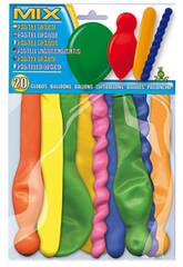 Pochette 20 ballons couleur pastel opaque formes Globolandia 5104