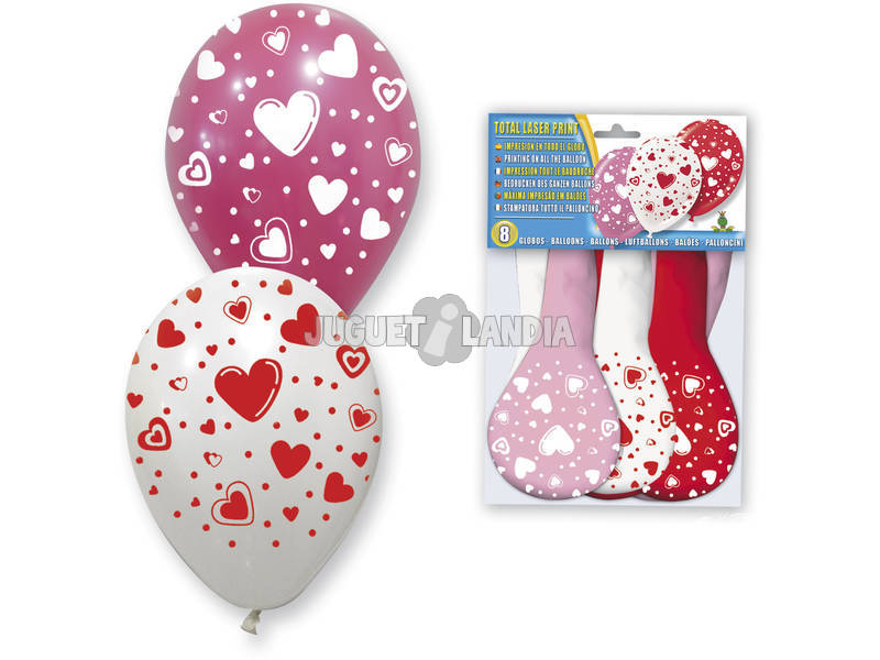 Bolsa de 8 balões corações 