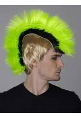 Perruque Adulte Punk Vert-Noire -Blonde