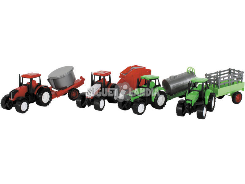 Set 4 Traktoren mit Anhänger