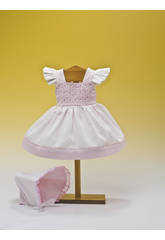Vestido Blanco Topos Rosa Capota