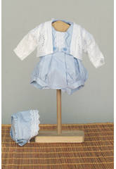 Pelele Capota Celeste y Chaqueta Blanca Mariquita Pérez JB25012