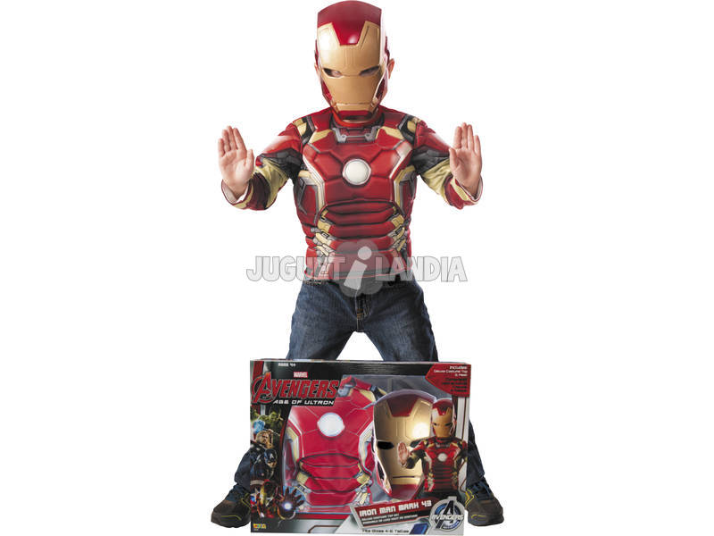 Costume Iron Man Petto Musculi e Maschera Taglia M