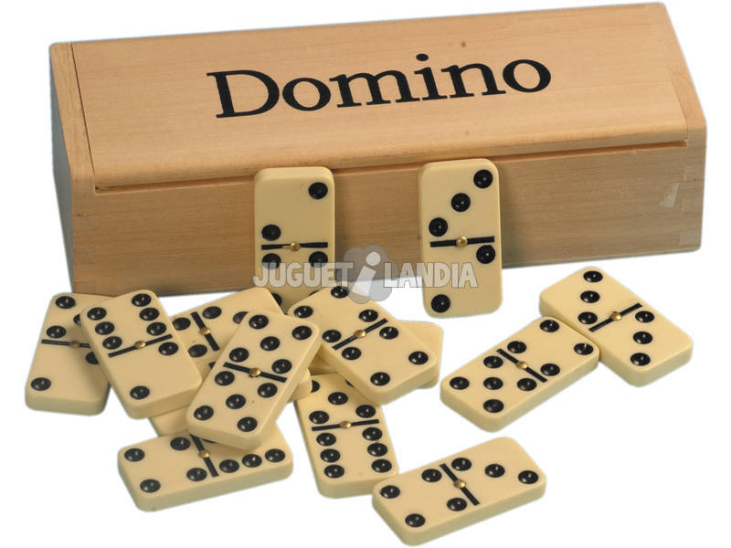 Domino dans une boîte en bois
